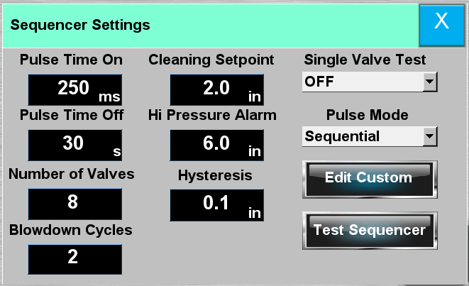 settings sequencer pop up