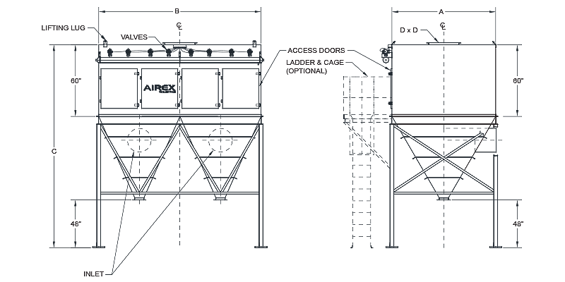 DCCH Models - Cartridge Dust Collector Specifications